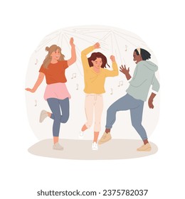 Dancing isolated cartoon vector illustration. Group of happy people dancing and having fun together, leisure time with friends, disco party, family lifestyle, hands-on activity vector cartoon.