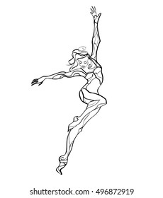 dancing isolated girl.dance stylized woman.ballet jump