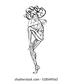 dancing isolated girl.dance stylized woman.ballet jump.oriental dancer 