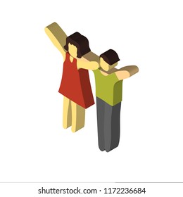 Dancing isometric left top view 3D icon