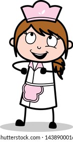 Dancing in Joy - Retro Cartoon Waitress Female Chef Vector Illustration