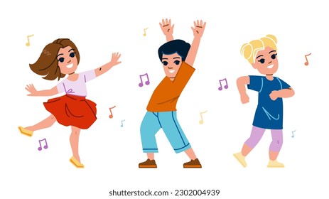 vector de bailes. danza infantil, niña feliz, placer lindo, música infantil, bailarín personaje de baile contemporáneo. ilustración de dibujos animados planos de personas