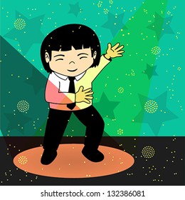 Dancing Kid Vector Illustration