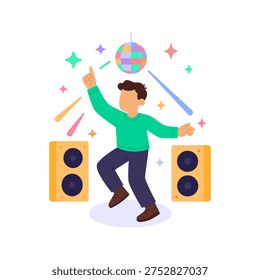 Dancing, Kids expressing joy through playful dance movements, Flat vector character illustration