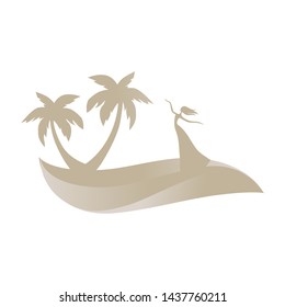 dancing lady and dune with palms, logo icon