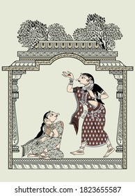 Dancing lady indian vector art