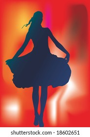 Dancing lady with a official large dress