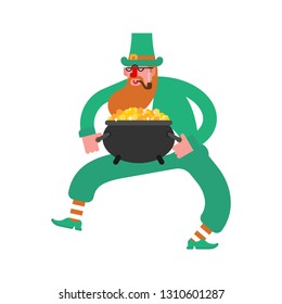 Dancing leprechaun. Dwarf with red beard and smoking pipe. St.Patrick 's Day. Holiday in Ireland.
 
