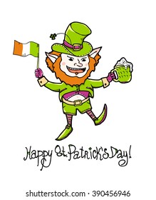 Dancing leprechaun with flag