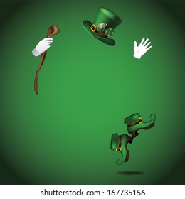Dancing leprechaun hat, gloves and boots. EPS 10 vector, grouped for easy editing. No open shapes or paths.