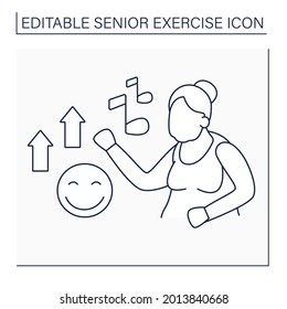 Dancing Line Icon. Low Impact Training. Relax Time. Pleasure Workout. Senior Exercise Concept. Isolated Vector Illustration. Editable Stroke