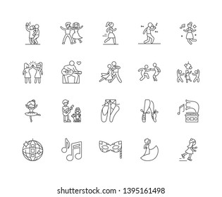 Dancing line icons, signs, vector set, outline illustration concept 