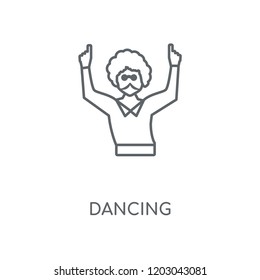 Dancing linear icon. Dancing concept stroke symbol design. Thin graphic elements vector illustration, outline pattern on a white background, eps 10.