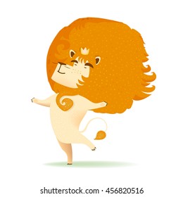 Dancing lion. the king of beasts. African predator. The crown on the head. shaggy mane. the sharp teeth. a big ginger cat