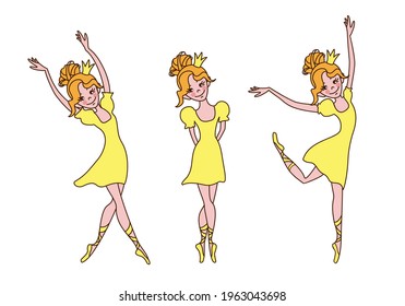 DANCING LITTLE BALLERINA IN THE QUEEN'S SUIT VECTOR SET POSTCARD