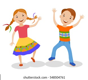 Dancing of little cartoon fun kids 