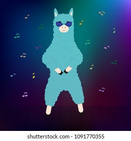 A dancing llama with sunglasses Vector illustration EPS10