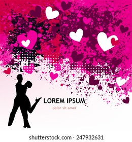 Dancing in love with hearts. Vector