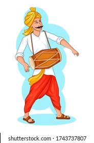 Dancing Maharashtrian Man Dhol Drum India Stock Vector (royalty Free 