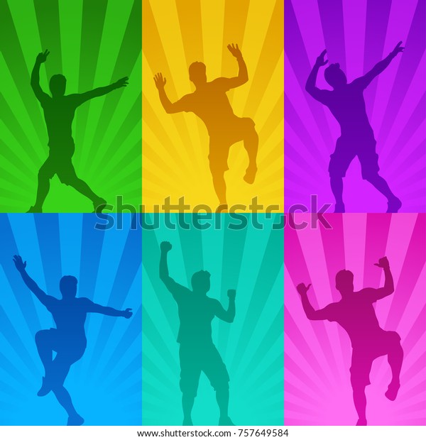 Dancing Male Silhouettes Stock Vector (Royalty Free) 757649584 ...