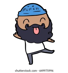 dancing man with beard sticking out tongue