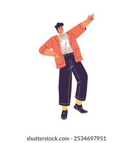 Dancing Man Character in Rhythmic Movement Pose Vector Illustration