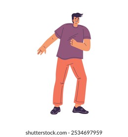 Dancing Man Character in Rhythmic Movement Pose Vector Illustration