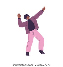 Dancing Man Character in Rhythmic Movement Pose Vector Illustration