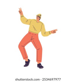 Dancing Man Character in Rhythmic Movement Pose Vector Illustration