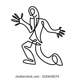 Dancing man in continuous line.