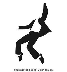 Dancing man isolated in black and white. Silhouette vector illustration.
