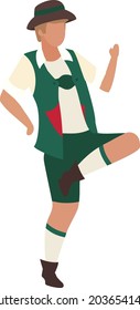 Dancing Man In Lederhosen Semi Flat Color Vector Character. Full Body Person On White. Participating In Folk Dance Isolated Modern Cartoon Style Illustration For Graphic Design And Animation