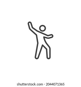 Dancing man line icon. linear style sign for mobile concept and web design. Solo dancer outline vector icon. Symbol, logo illustration. Vector graphics
