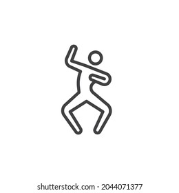 Dancing man line icon. linear style sign for mobile concept and web design. Solo dancer outline vector icon. Symbol, logo illustration. Vector graphics