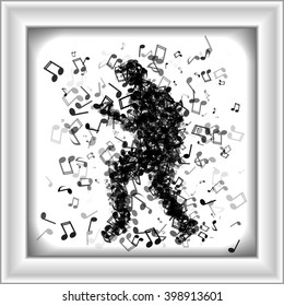 Dancing man made of different music notes