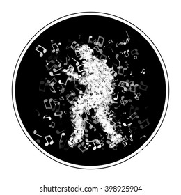 Dancing man made of different music notes