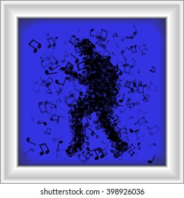 Dancing man made of different music notes