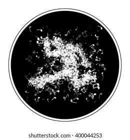 Dancing man made of different music notes