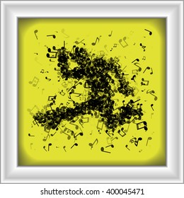 Dancing man made of different music notes