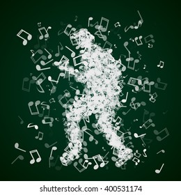 Dancing man made of different music notes