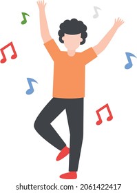 Dancing Man and Music Notes Concept, Enjoying Live concert Vector Color Icon Design, Free time activities Symbol, Extracurricular activity Sign, hobbies interests Stock Illustration