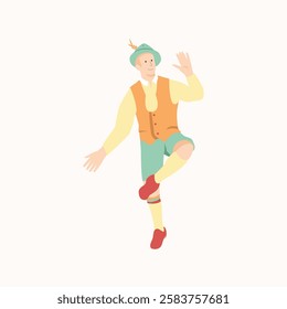 Dancing Man Oktoberfest Illustration for design needs, Landing Pages, Animation, Apps, Presentations, Content Creator and other Promotions