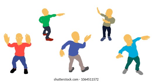 Dancing man set. Isolated on white background. Vector illustration. Flat style.