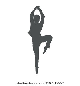 Silueta de bailarín.
Ilustración vectorial aislada en fondo blanco.