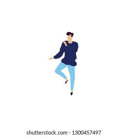Dancing man vector flat illustration