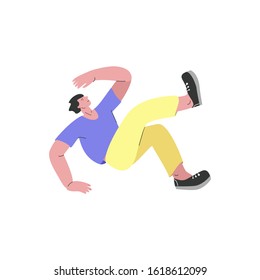Dancing man vector illustration isolated on white background. Trendy colorful flat and line mixed illustration. Design for  flyer, invitation, party, music festival, banner, print