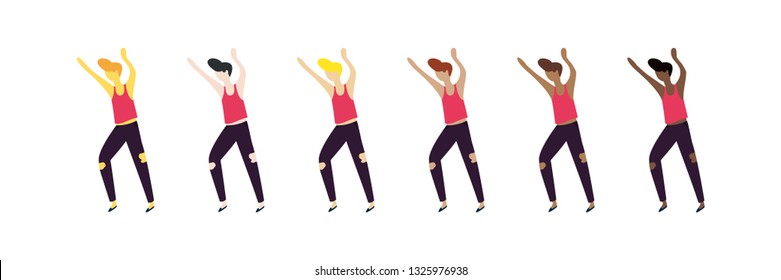Dancing man vector isolated flat illustration. Dancing man with skin tones