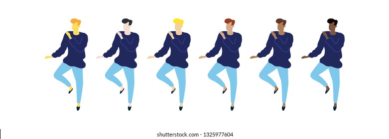 Dancing man vector isolated flat illustration. Dancing man with skin tones
