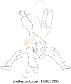 A dancing man with wings