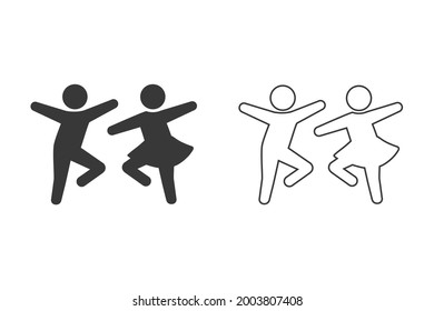 Dancing man and woman icon set. Dancing couple of people. Happy people. Vector illustration